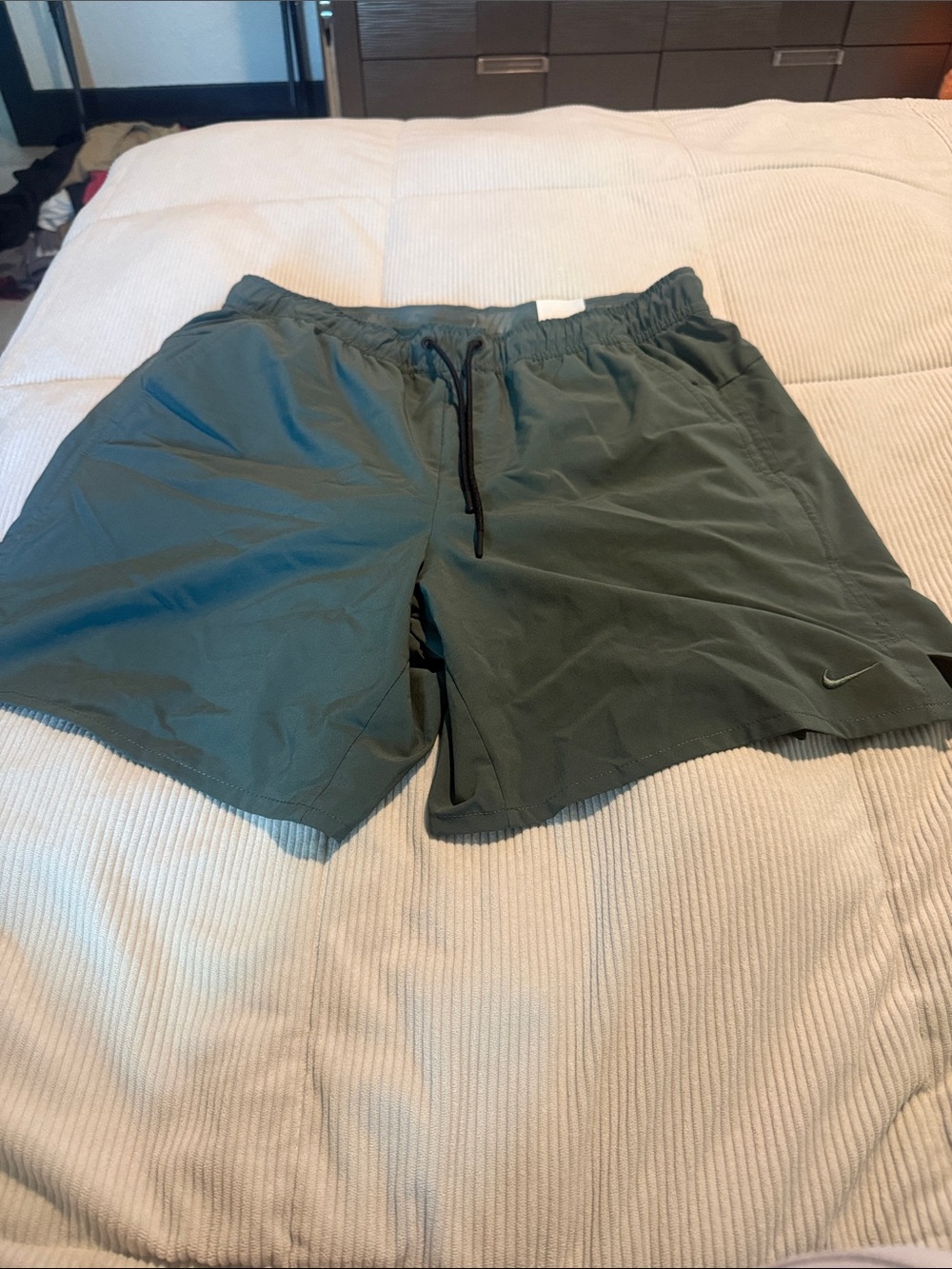 Nike Men’s Dark Olive Athletic Shorts with Drawstring